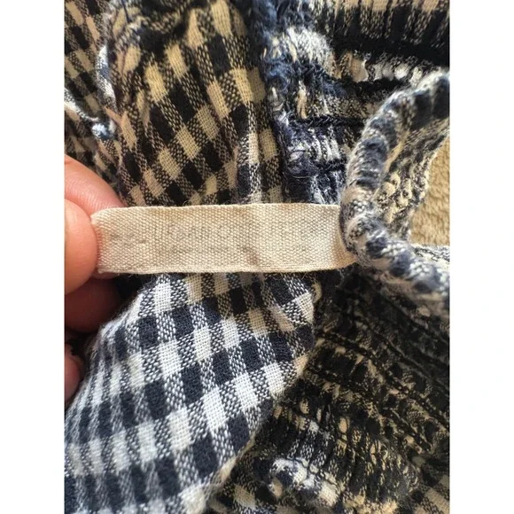 Urban Outfitters Black White Gingham Cotton Tie Front Mini Dress Smocked Back M - Picture 6 of 8